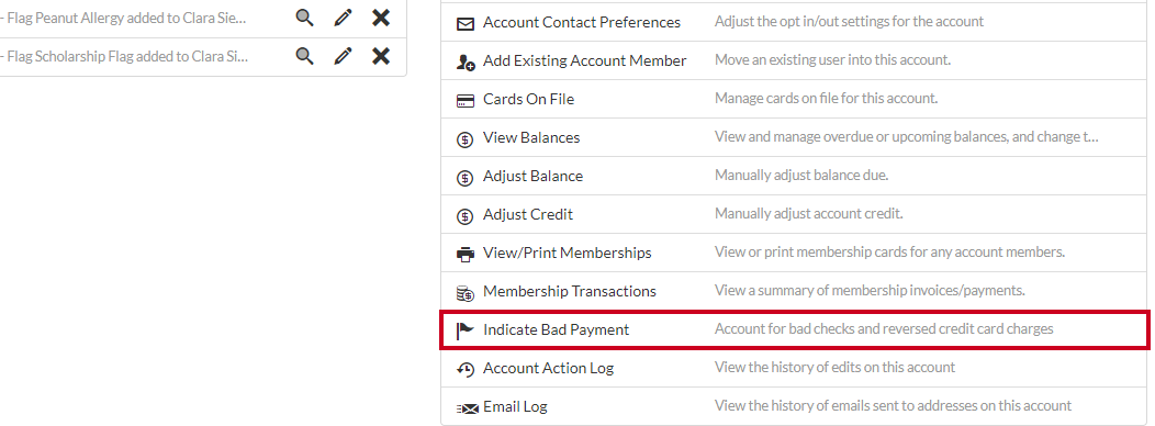 indicate bad payment