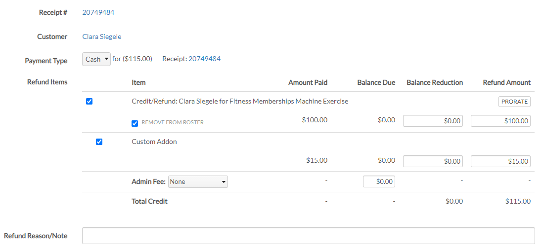 refund options