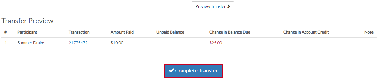 complete transfer button