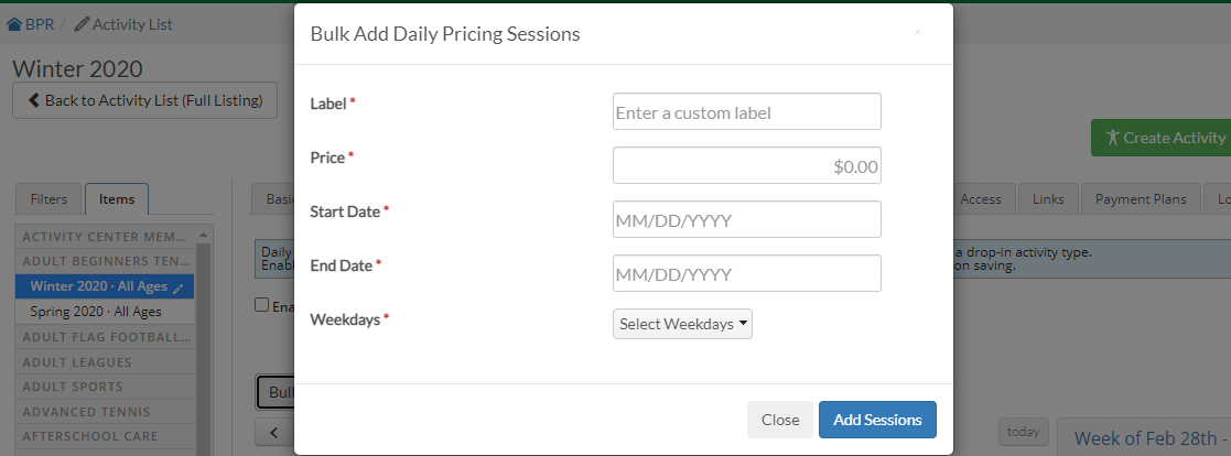 bulk add daily pricing