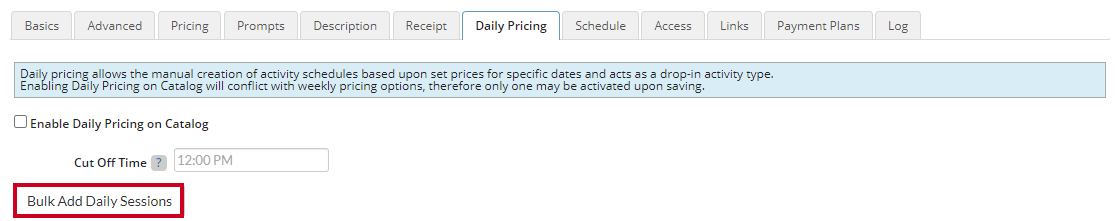 bulk add daily sessions