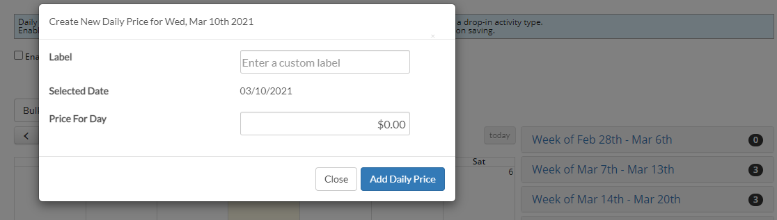 create new daily price