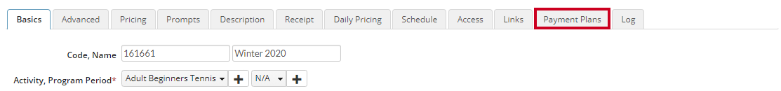 payment plans tabs
