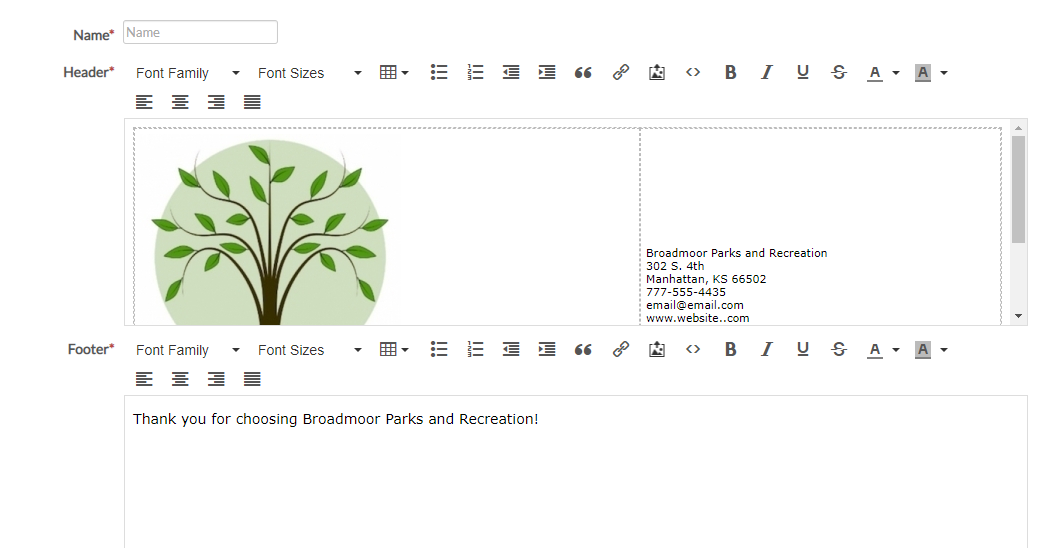 template fields