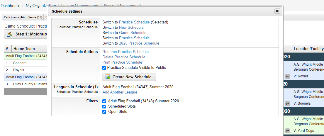 schedule settings
