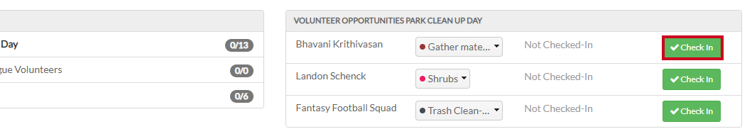 check in volunteer