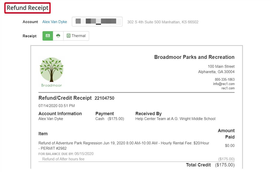 refund receipt