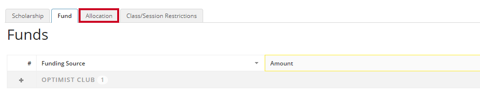allocation tab