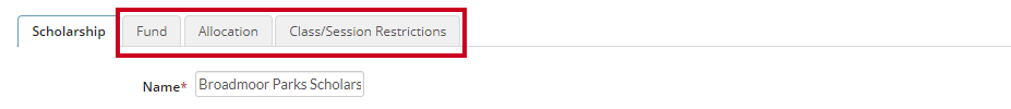 scholarship tabs