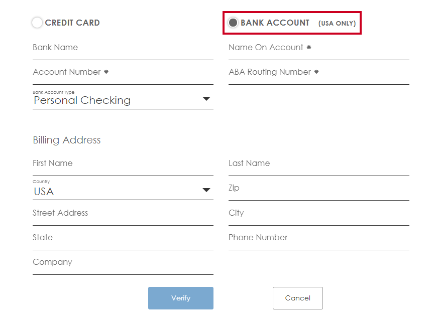 card on file authorize.net bank account