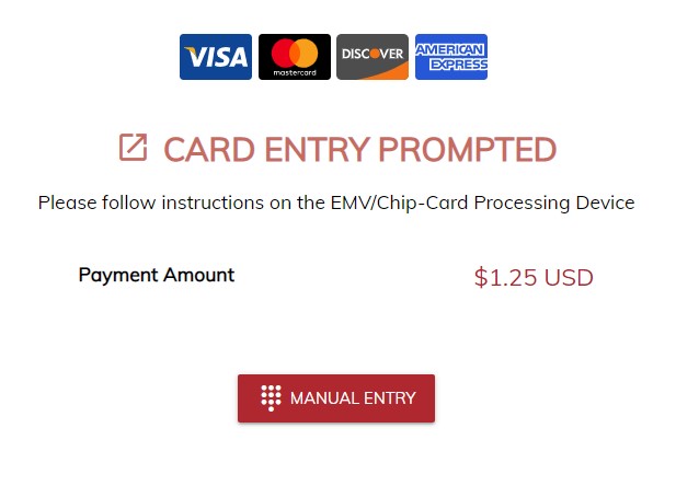 image of converge hosted payment page prompting to follow instructions on Converge Pin Pad