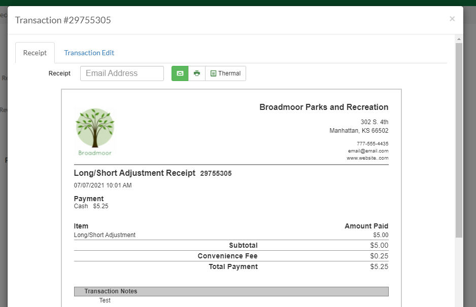 transaction receipt