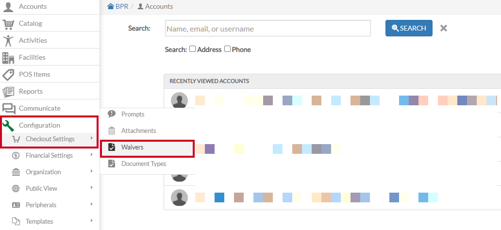 checkout settings - waivers
