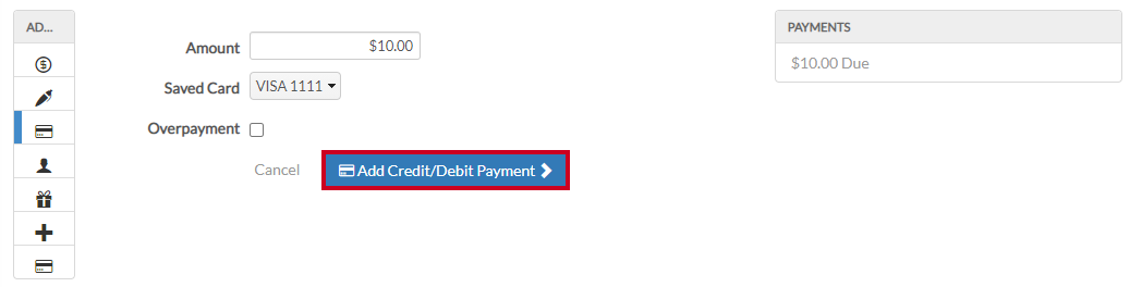 add credit debit payment braintree
