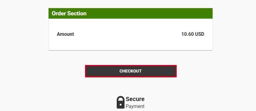 image of the checkout button on the converge hosted payment page from the public view