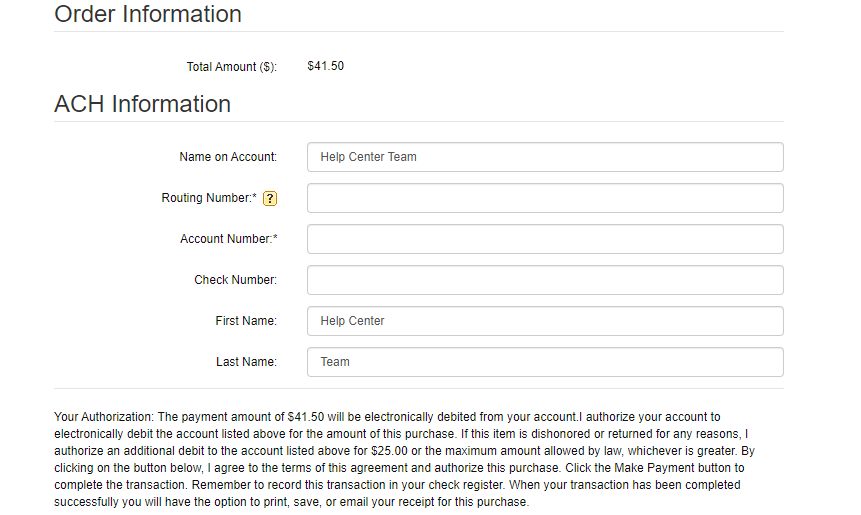 Bank account information.