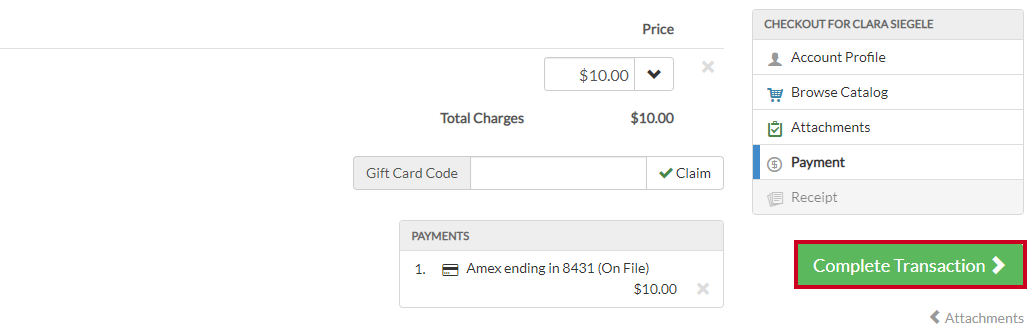 Complete transaction.