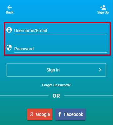 email and password