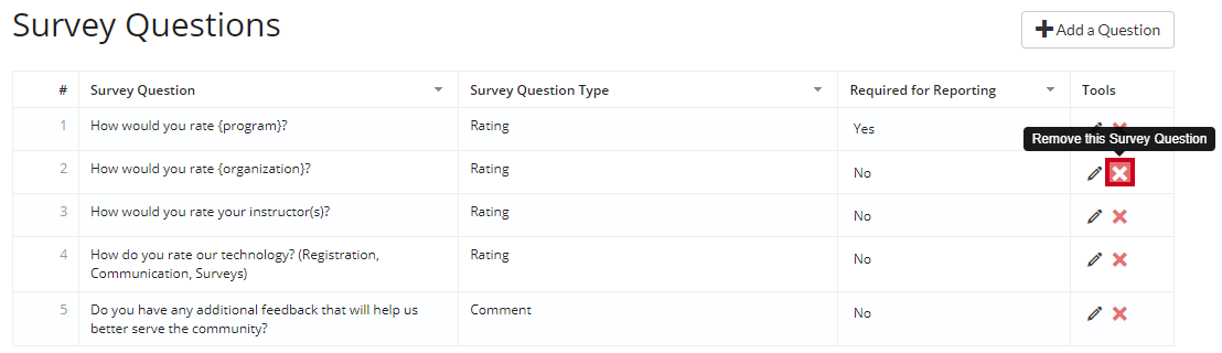 remove survey question