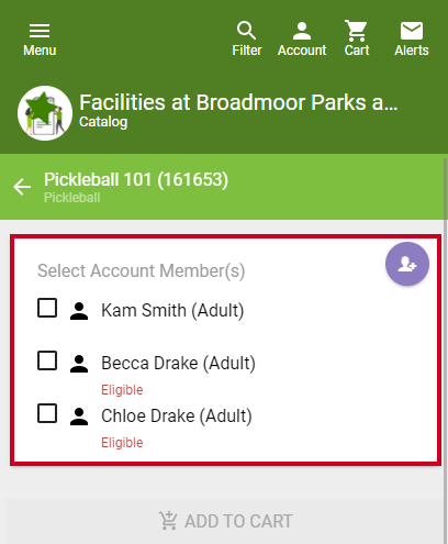 select account members