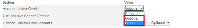 account holder gender