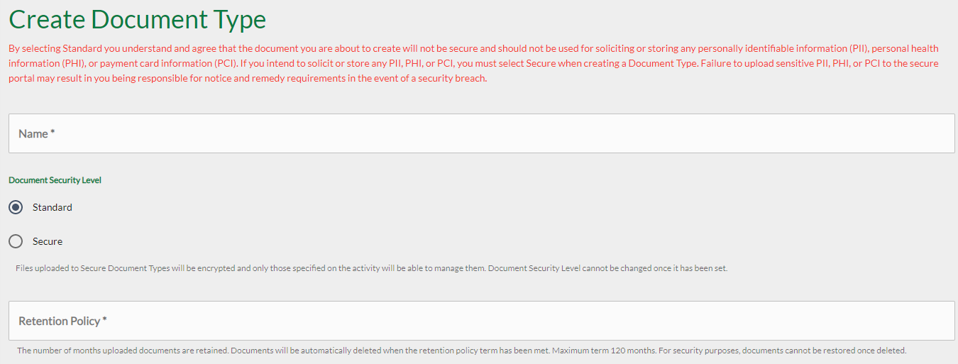 Rec Fill out the Following document type fields