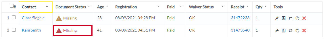 select document status