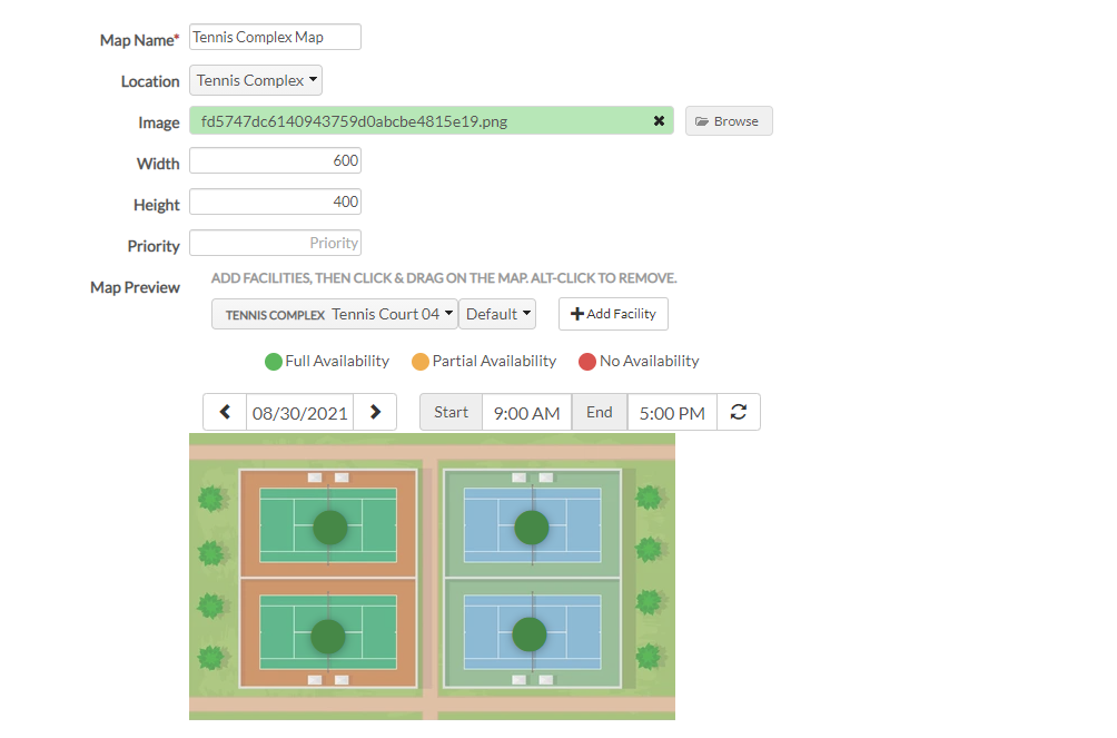 tennis court map