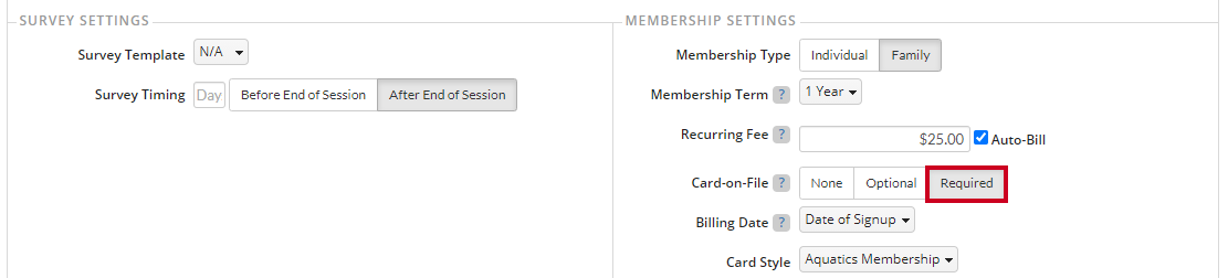 required card on file