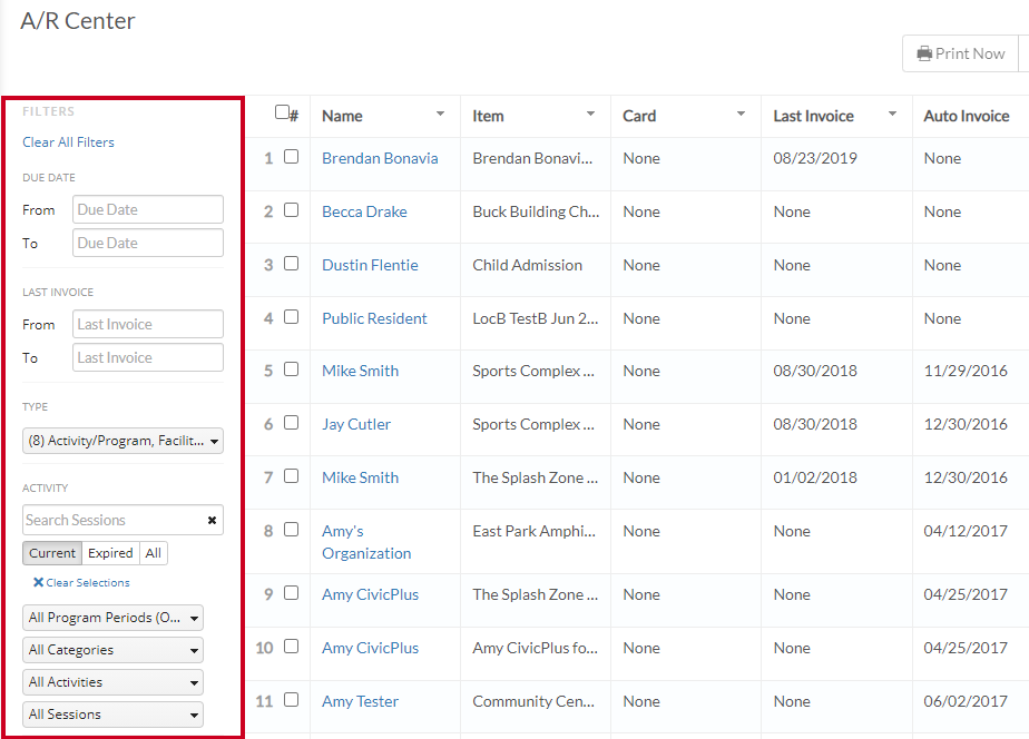 list of filters