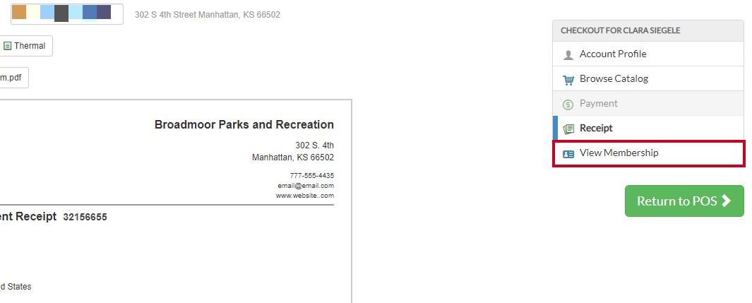 checkout information view membership option