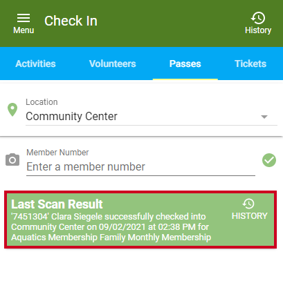 check in confirmation