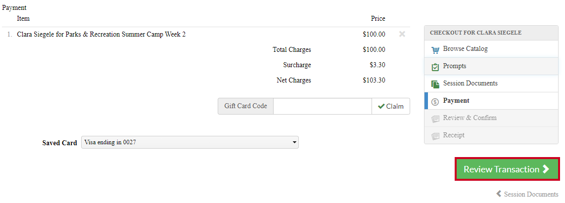 review transaction