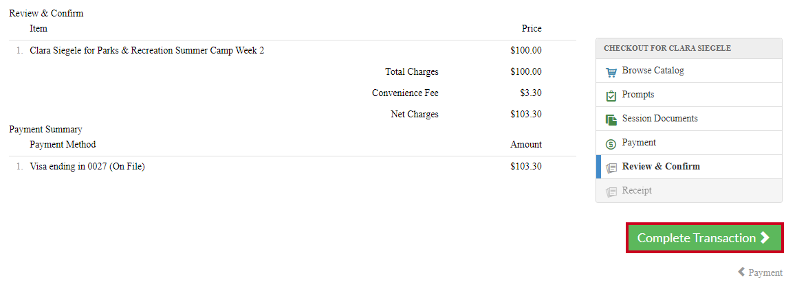 complete transaction