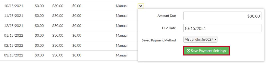 save payment settings
