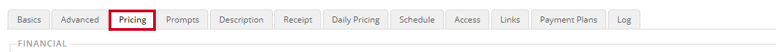 pricing tab