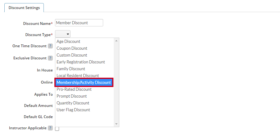 membership activity discount