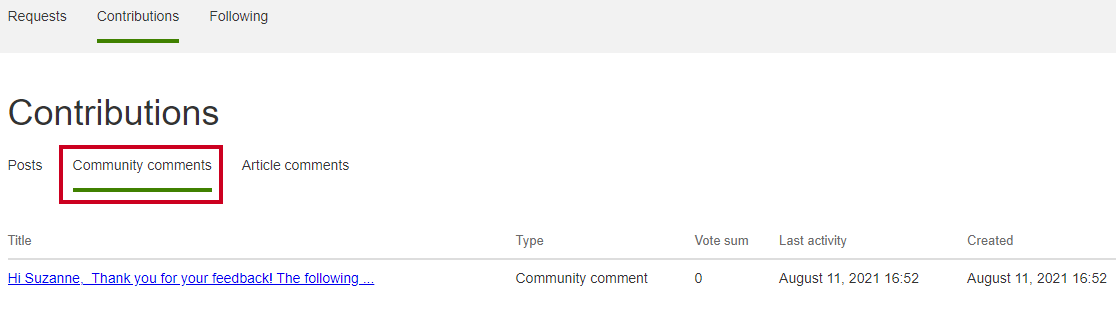 community comments