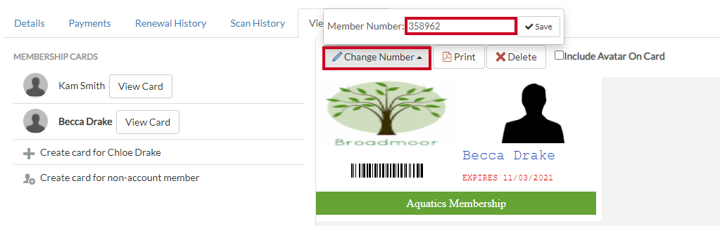 change member number