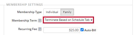 terminate based on schedule tab
