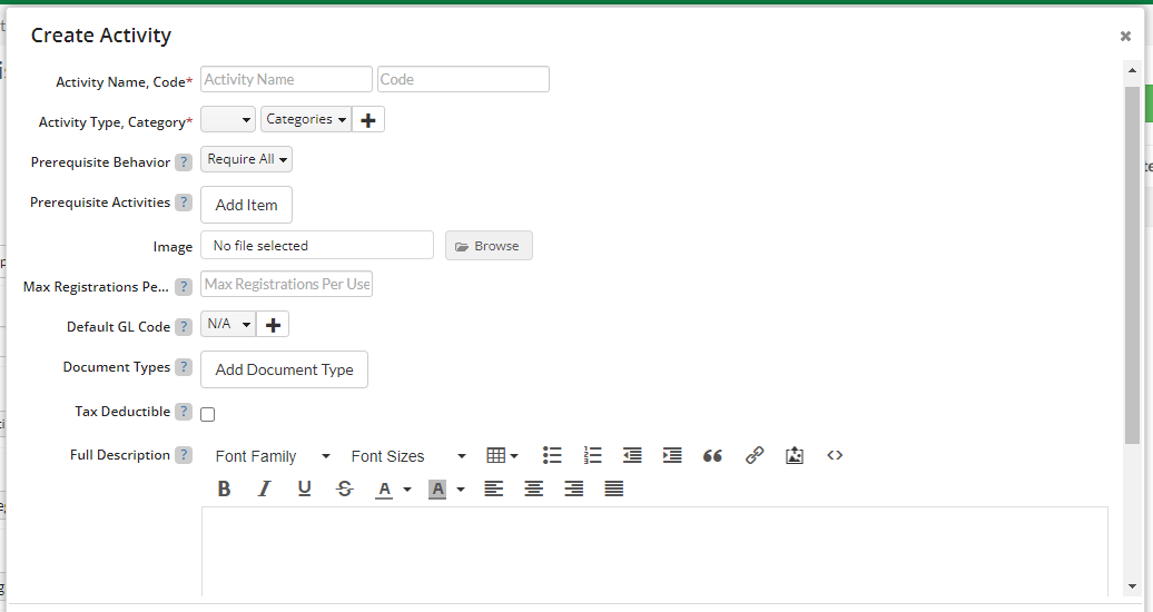 create activity fields