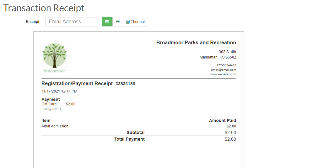transaction receipt