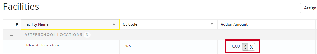 addon amount