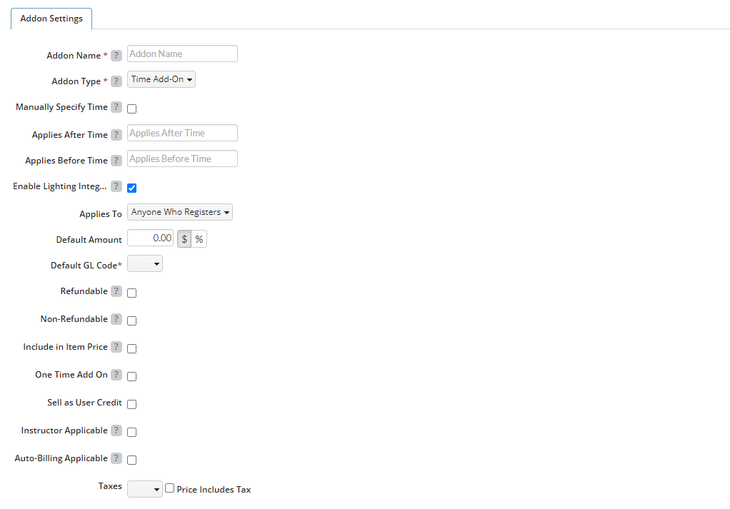 addon settings