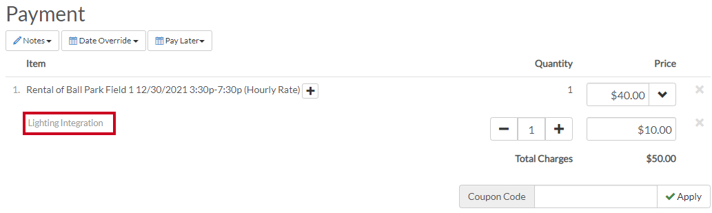 lighting integration set time checkout