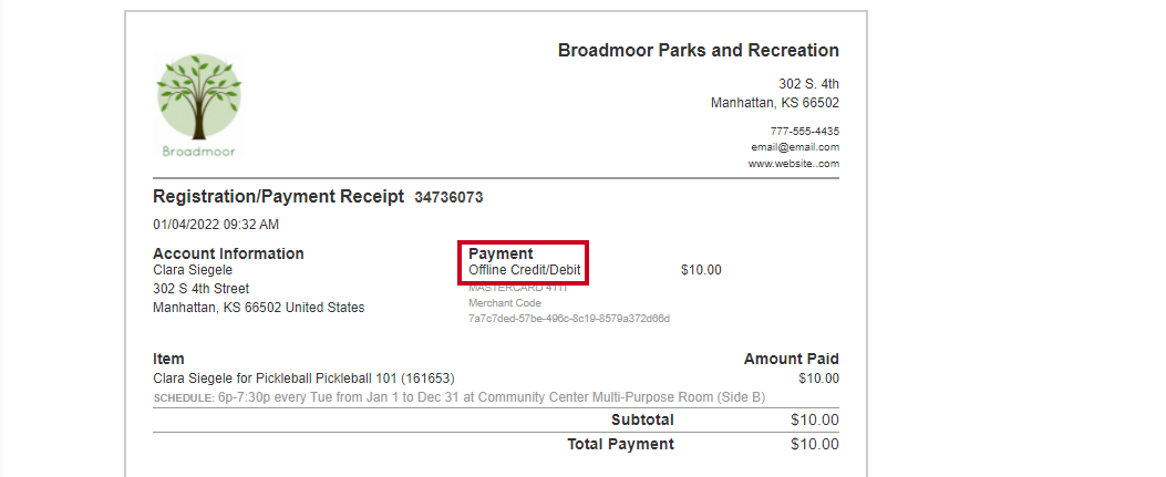 offline credit debit receipt