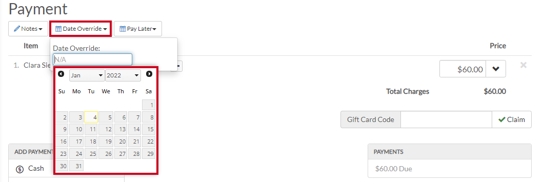 date override