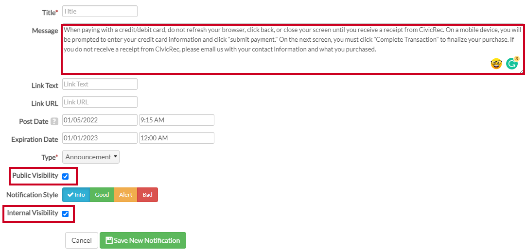 catalog notification
