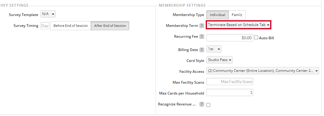 membership settings