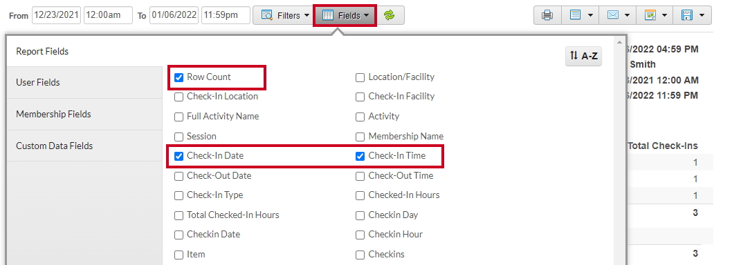 report fields